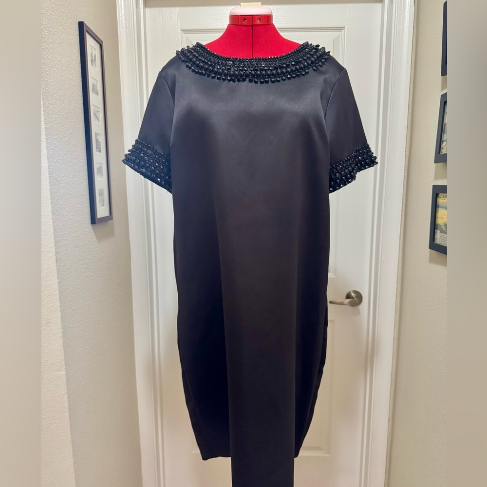 Pre-Loved Gretchen Scott Black Silk Sheath Dress, sz XL